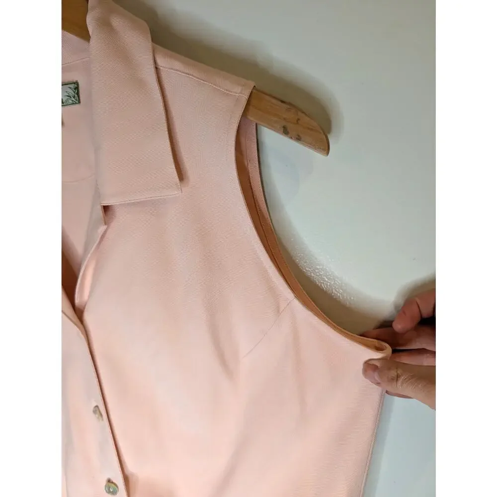 Tommy Bahama 100% Silk Sleeveless Tie Front Blush Pink Top Vintage Sz L - Picture 5 of 8